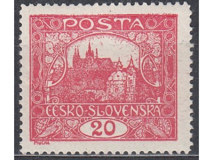 20h červená, Řz.13 3/4, I. typ spirály, zk.Gilbert, Nr.9C, **