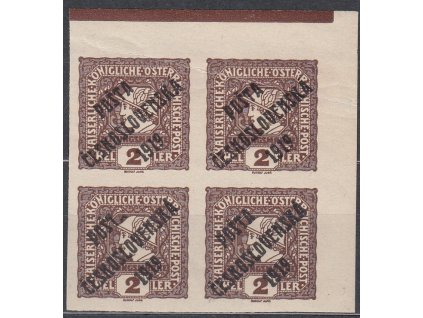 2h Merkur, rohový 4blok s DV - chybí "A" POŠTA, Nr.60, **, lom na horních zn., zn. s DV  bezvadná