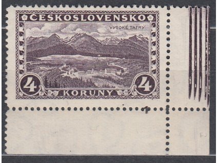 4Kč Tatry, průsvitka 6, rohový kus s DČ 1, Nr.231, * po nálepce