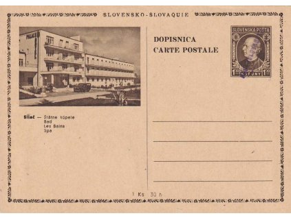 CDV 81A (10) Hlinka, Sliač - Štátne kúpele, fialový přetisk, nepatrné dv