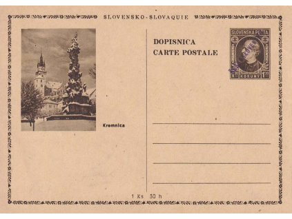 CDV 81 (11) Hlinka, Kremnica, fialový přetisk, lom v rohu, lehká omačkání