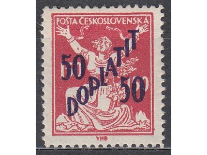 50/150h červená, Řz.13 3/4, zk.Gilbert, Nr.DL50B, * po nálepce