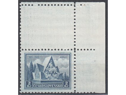 1935, 2Kč Arras, rohový horní kupon, Nr.290, * po nálepce