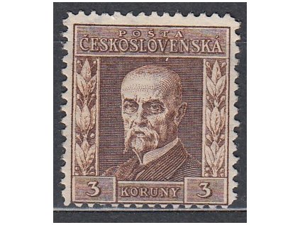 3Kč hnědá, II.typ, pr.6, Nr.196, * po nálepce