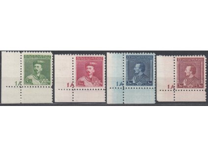 1932, 50h-3Kč série Tyrš, rohová série s DČ 1A, Nr.268-71, **