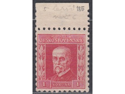 1Kč červená, IV.typ, pr. 5, zk.Gilbert, krajový kus, Nr.199, **