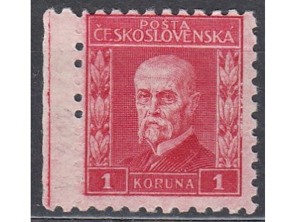 1Kč červená, VI typ - bez průsvitky, krajový kus, Nr.202, **