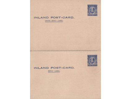 Nový Zéland, 1907, 1/2 P Edward, dvojitá dopisnice, skvrnka - viz. foto