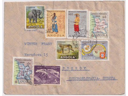 Angola, 1958, DR Angola, dopis vyfr. pestrou frankaturou známek, prošlé
