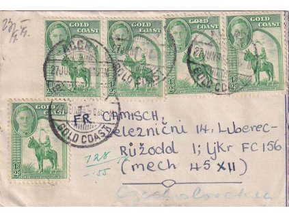 Gold Coast, 1948, DR Aggra, dopis zasl. do ČSR, malý formát, hezké