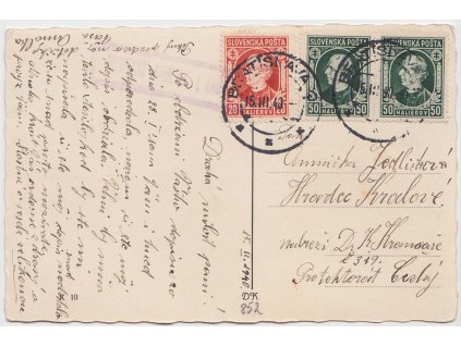 1940, DR Bratislava + poštovna, pohlednice zasl. do Protektorátu