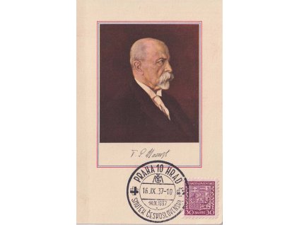 1937, Praha 10 Hrad, Smutek Československa, propagační pohlednice,