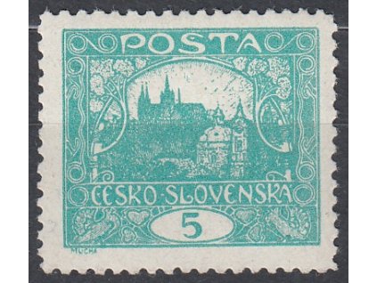5h modrozelená, Řz.11 1/2, zk.Gilbert, Nr.4D, **