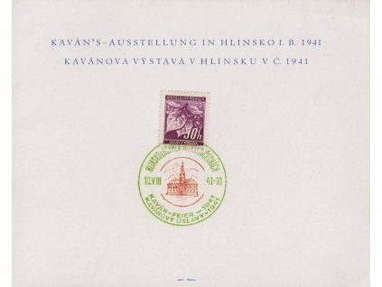 1941, Hlinsko v Čechách, Kavánovy oslavy, pamětní 2list, ohnutý růžek