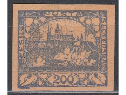 200h modrá, ZT na nahnědlém papíru, Nr.22, bez lepu