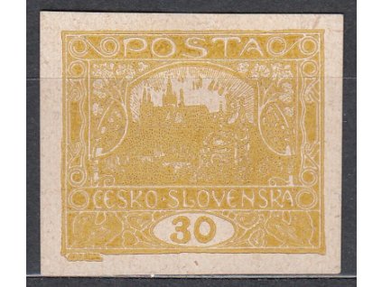 30h žlutá, nezoubkovaná, ZT na bílém papíru bez lepu, Nr.13
