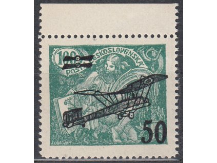 50/100h zelená, krajový kus  s částečným obtiskem zn. na rubu, zk.Gilbert, Nr.L4, **