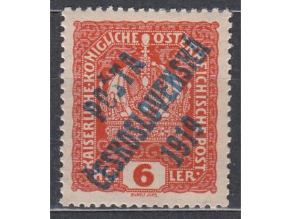 6h koruna, DV přetisku - nedotisk písmen "OŠ" POŠTA, Nr.35, **