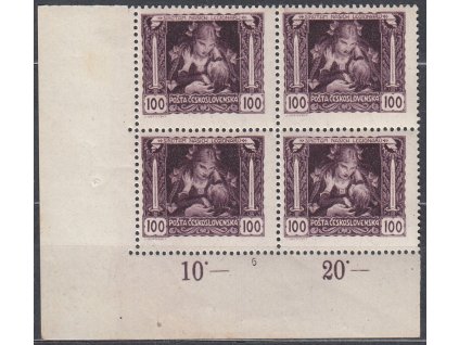 100h hnědofialová, Hz., rohový 4blok s DČ 6, Nr.31A, **