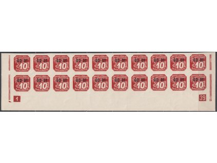 10h GD-OT, spodní 20pás s DČ 1 - trojúhelník, Nr.OT1, **, vzácné