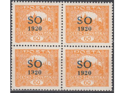 60h žlutooranžová, Hz.11 3/4, 4blok, Nr.SO14C, **