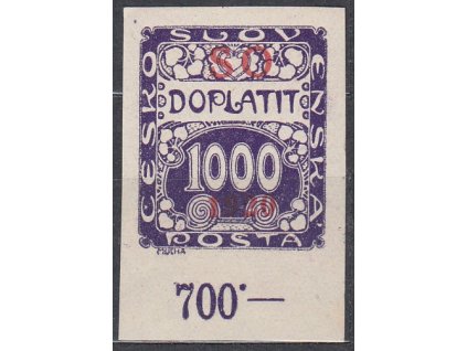 1000h fialová, krajový kus s počitadlem, Nr.SO43, **, luxusní exemplář