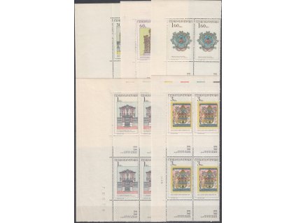 1968, 30h-3Kčs Stará Praha, spojky, rohové 4pásky s kupony, 3krát datum tisku, Nr.1688-93, **