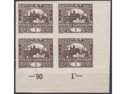 1h hnědá, nezoubkovaná, pravý dolní rohový 4blok s počitadly, Nr.1, **