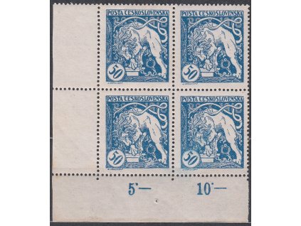 50h modrá, roh. 4blok s dlouhou pomlčkou po "5", Nr.29A, **/*