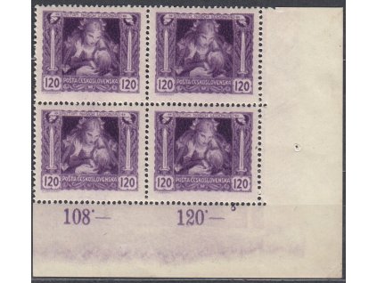 120h fialová, Hz., rohový 4blok s DČ 8, Nr.32A, **