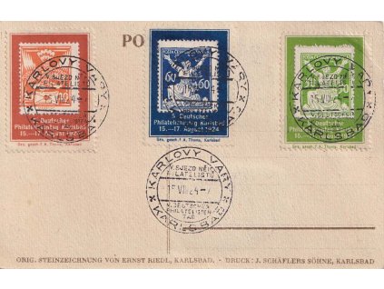 1924, Karlovy Vary, V. Sjezd německých filatelistů, propagační pohlednice