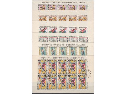 1964, 60h-2.80Kčs Tokio, 10bloky, denní razítko FDC 2.9.64, Nr.PL1394-9, lep **, výborný stav