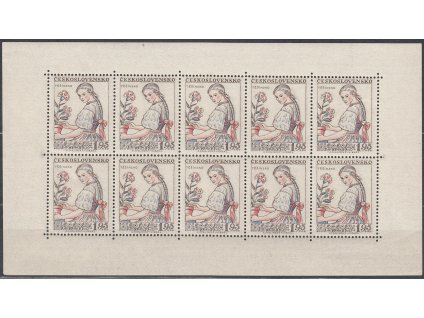 1957, 1.95Kčs Lidové kroje, desetiblok, Nr.PL971, **