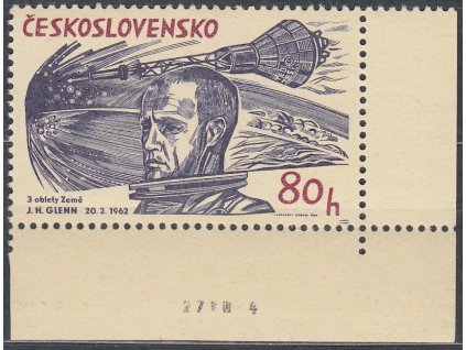 1964, 60h Vesmír, rohový kus s datem tisku s DZ - 2 čárky, Nr.1371, **