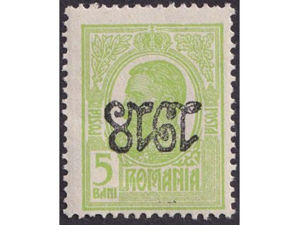 1918, 5 B Karel s obráceným přetiskem 1918, MiNr.238a, * po nálepce