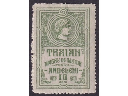 1915, 10 B Traian, známka na podporu Transilvánců, * po nálepce