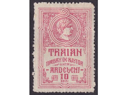 1915, 10 B Traian, známka na podporu Transilvánců, * po nálepce