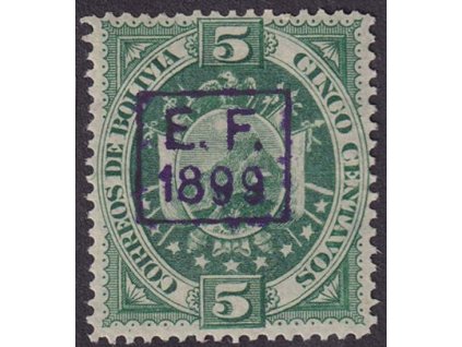 Bolivie, 1899, 5 C s přetiskem E. F. 1899, MiNr.55, * po nálepce