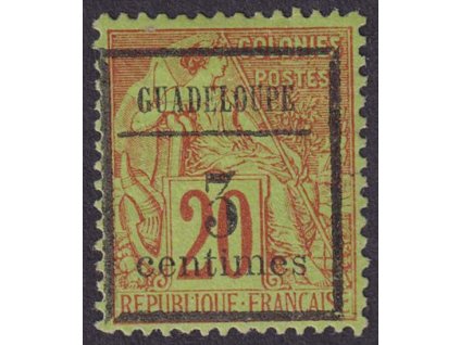 Guadeloupe, 1889, 3C/20C Alegorie, MiNr.3, * po nálepce, lehký lom