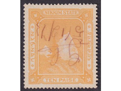 Indie, Sikkim, 1940/1950, 10 P Hory, přepis
