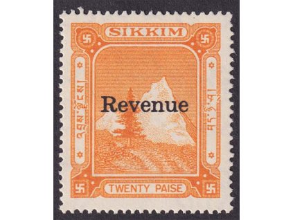Indie, Sikkim, 1940/1950, 20 P s přetiskem Revenue, **