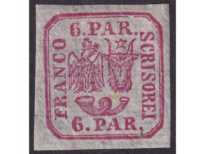 1862, 6 Par Znak, pruhovaný papír, MiNr.9Iz, * po nálepce