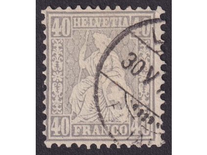1867, 40 C Helvetia, MiNr.34, razítkované