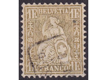 1862, 1 Fr Helvetia, MiNr.28, razítkované