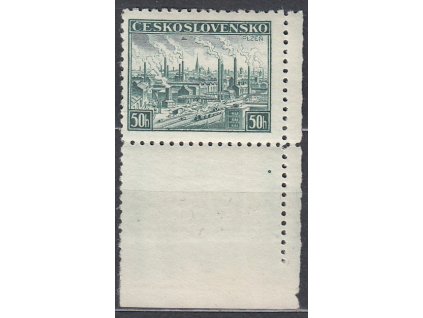 50h Plzeň, II.náklad - tečka v okraji, pravý dolní rohový kus, **, mimořádně vzácná varianta