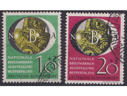 1951, 10-20 Pf Výstavní série, MiNr.141-42, razítkované