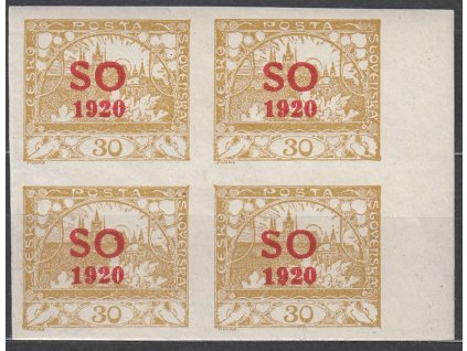 30h žlutá, krajový 4blok, Nr.SO9, **
