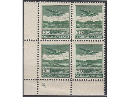 50h zelená, rohový 4blok s DČ 2, Nr.L7, **, ilustrační foto