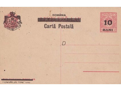 1919, Rumunské obsazení, 10BANI/10f Znak, neprošlé, MiNr.P1