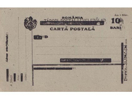 1919, Rumunské obsazení, 10BANI/(-) feldpost, neprošlé, MiNr.P3, dv